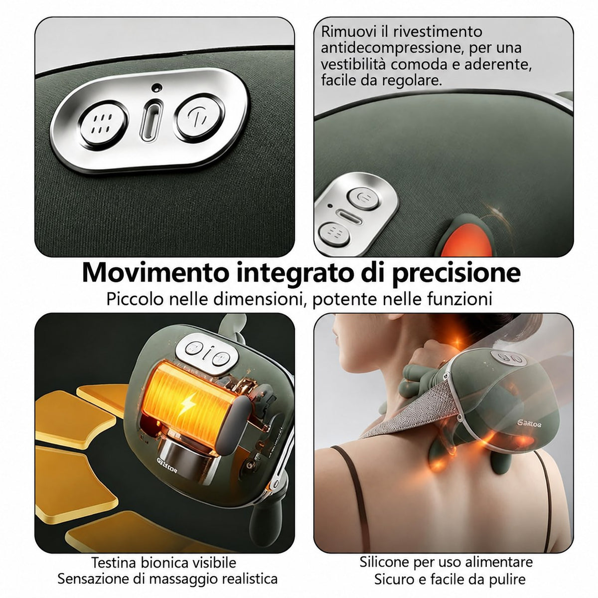 EagerMinds Massaggiatore Cervicale 4D Wireless
